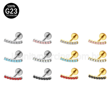 Piercing Labret Titânio Barra Curva Zircônia