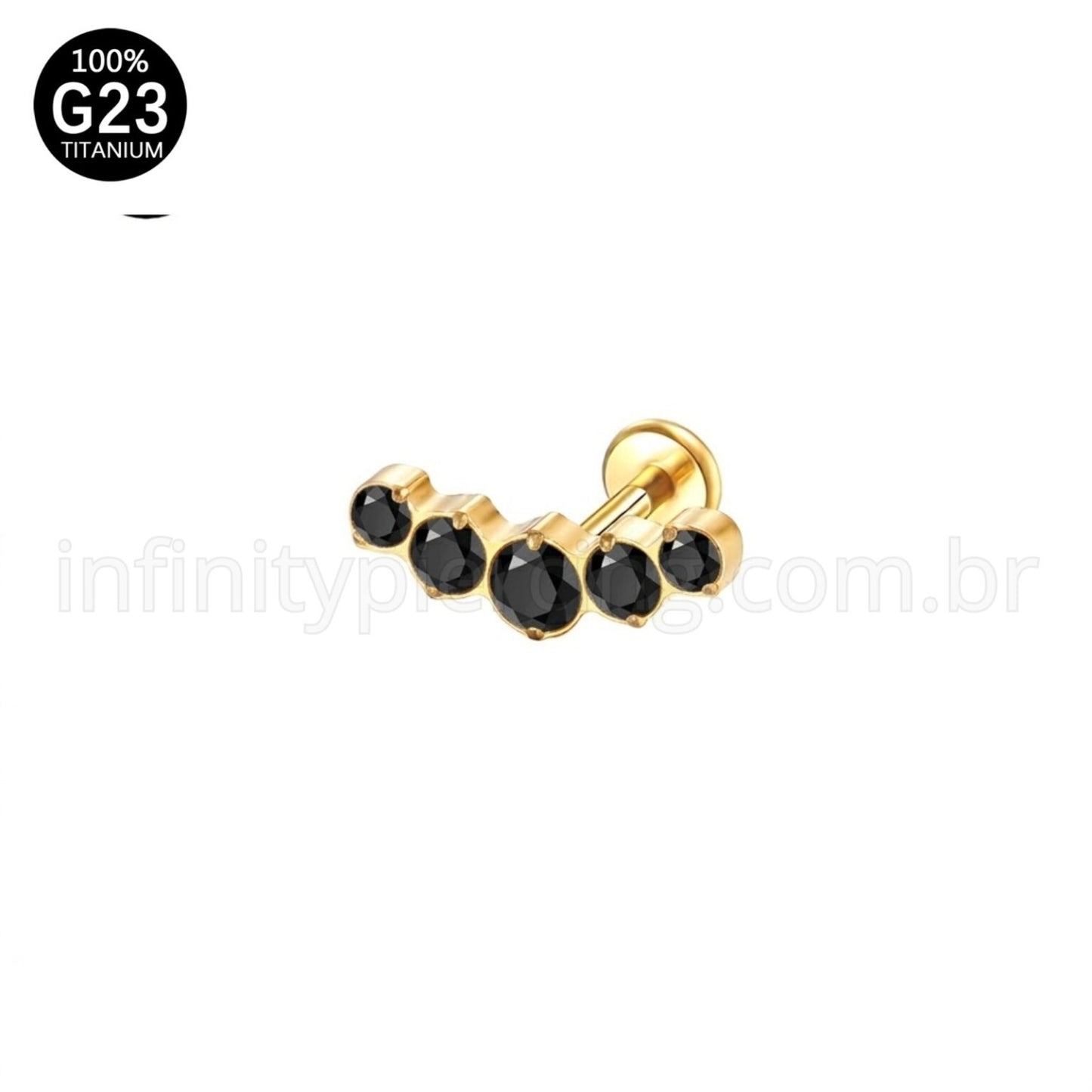 Piercing Labret Titânio Cluster Zircônias Cravejadas