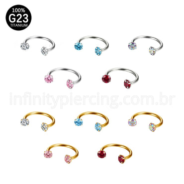 Piercing Ferradura Titânio Zircônia Redonda Cravejada