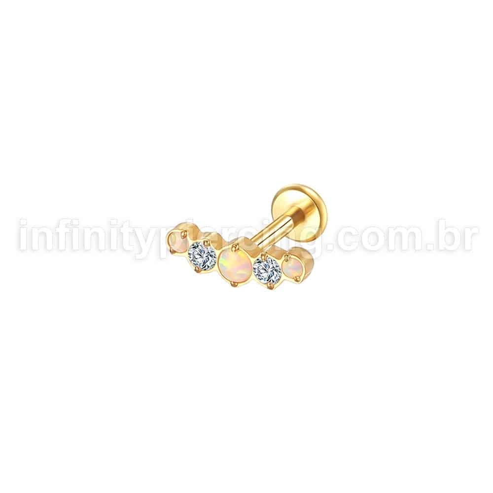 Piercing Labret Aço Cirúrgico Cluster 5 pedras