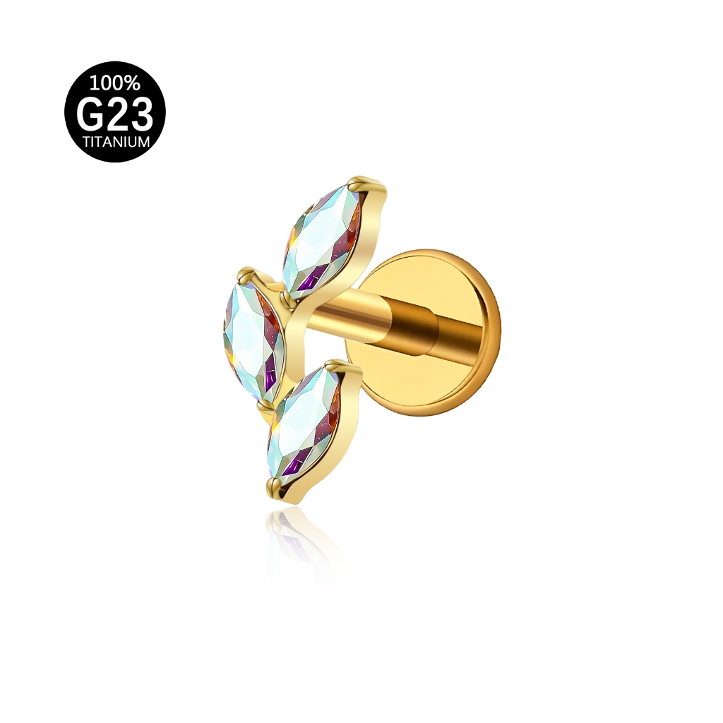 Piercing Labret TitâNio Com Trio ZircôNia