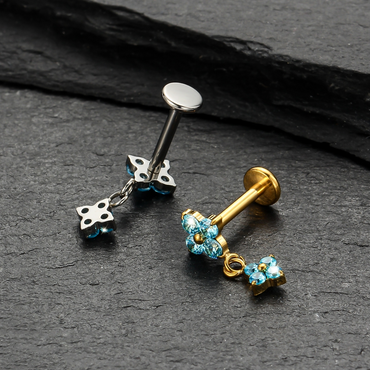 Piercing Labret Titânio Flor Zircônia Cravejada