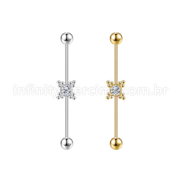 Piercing Transversal Aço Cirúrgico Indiano Zircônia