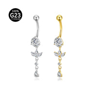 Piercing de Umbigo Titânio G23 com Zircônia Cravejada de Alto Brilho