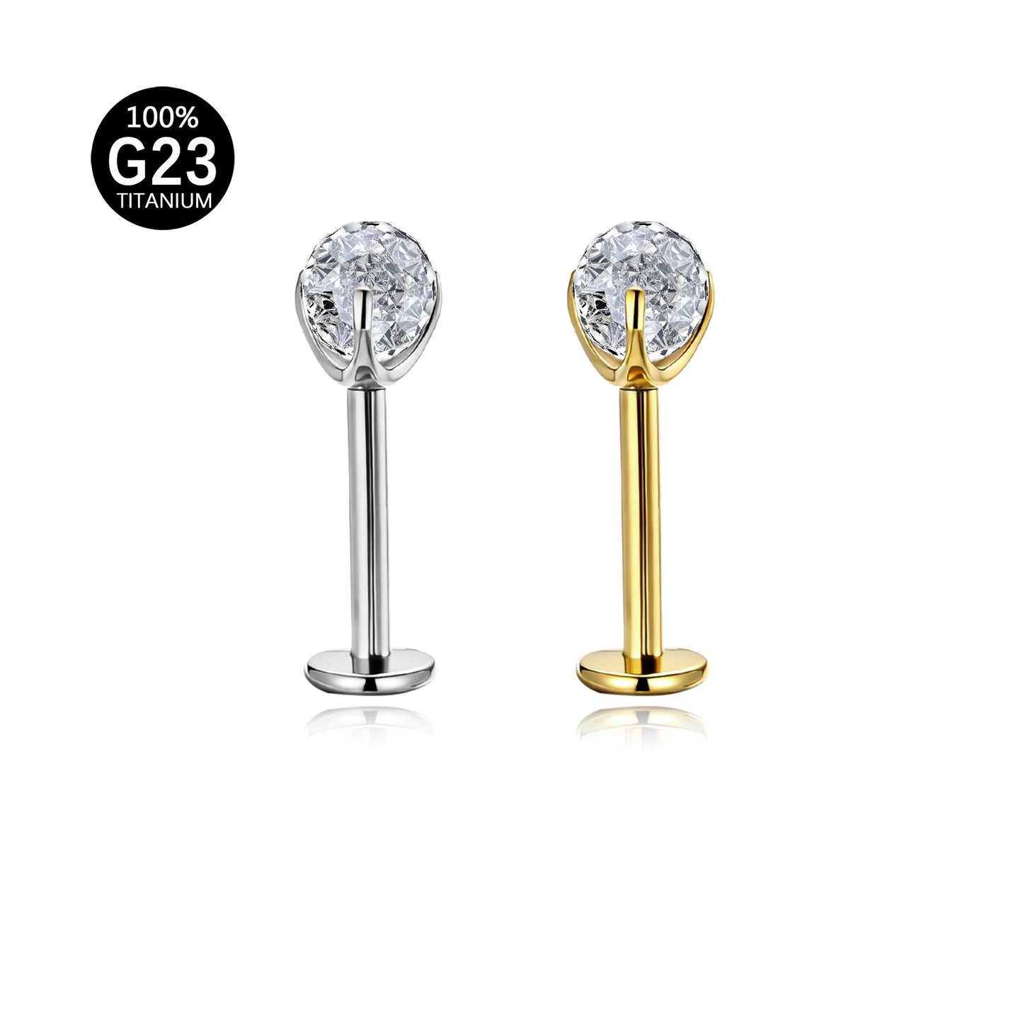 Piercing Labret com Zircônia Corte Diamante e Brilho Premium