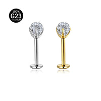 Piercing Labret com Zircônia Corte Diamante e Brilho Premium