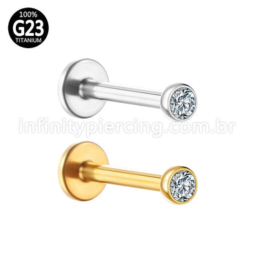 PIERCING LABRET PUSH PIN TITÂNIO ZIRCÔNIA