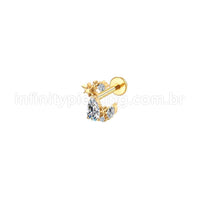 Piercing Labret Aço Cirúrgico Estrelas Com Zircônia