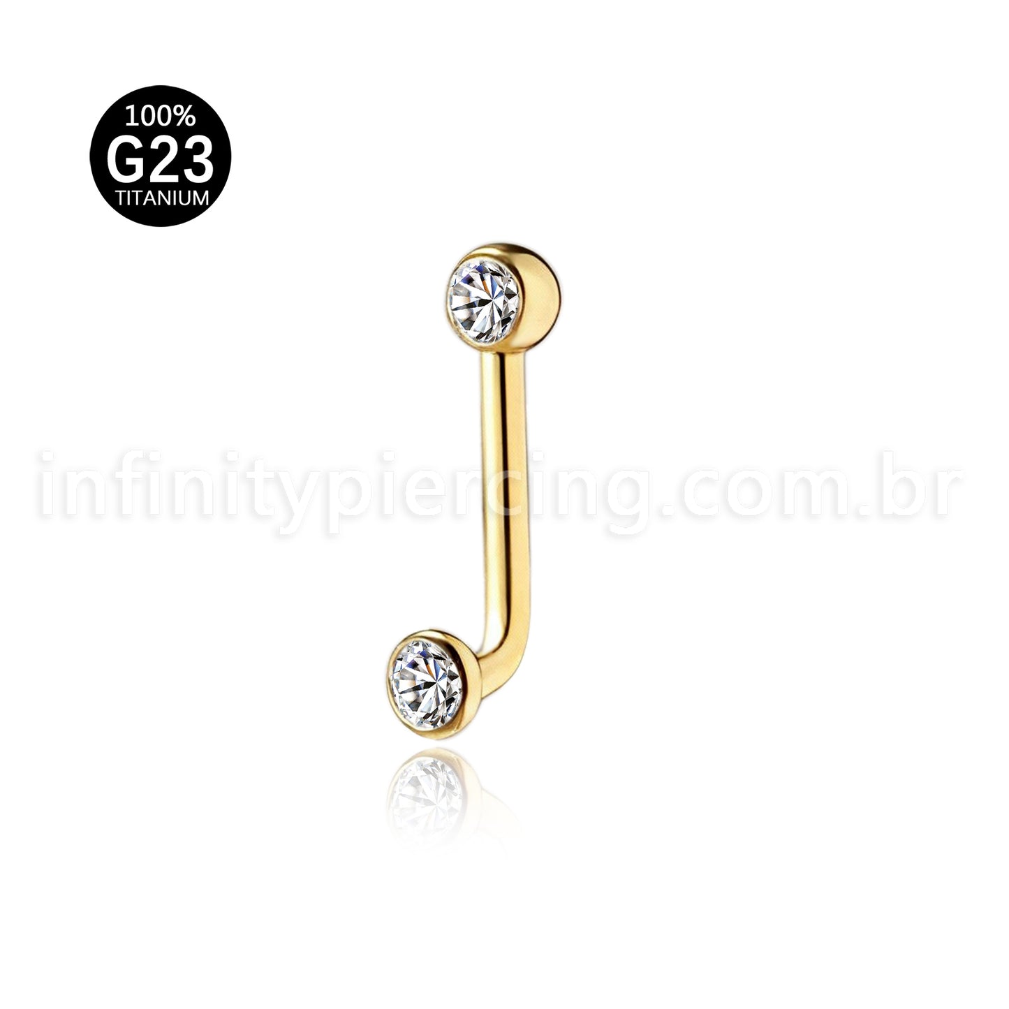Piercing Lbar Titânio Zircônia Cravada