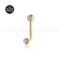 Piercing Lbar Titânio Zircônia Cravada