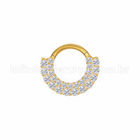 Piercing Argola Aço Cirúrgico Segmento Articulado 2 Fileiras Zircônia Cravejada
