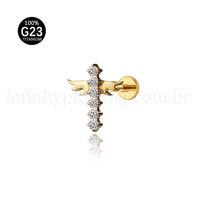 Piercing Labret Titânio Cruz Em Formato De Asas