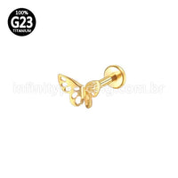 Piercing Labret Titânio Borboleta Vazada