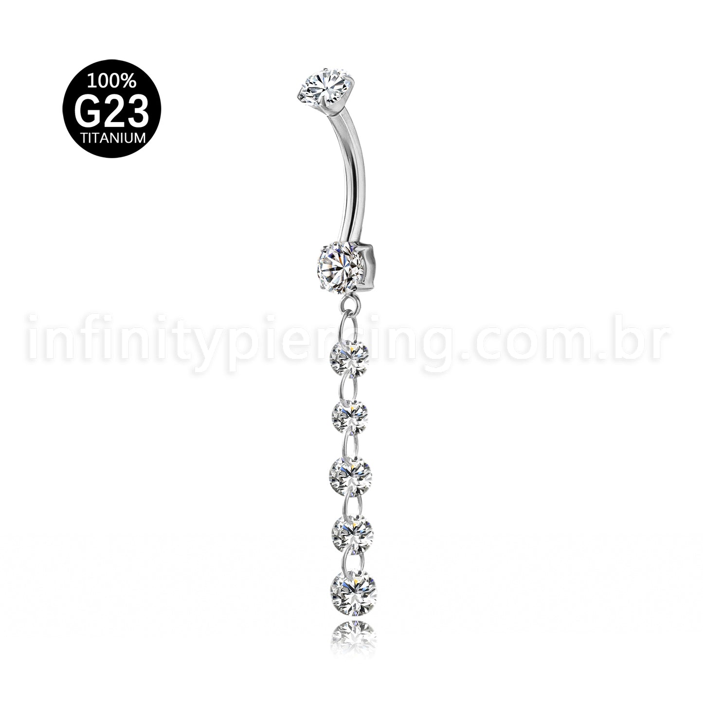 Piercing Banana Titânio Pingente Zircônia Cravejada