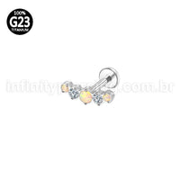 Piercing Labret Titânio 5 Pedras