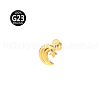 Piercing Labret Titânio Lua Com Estrela