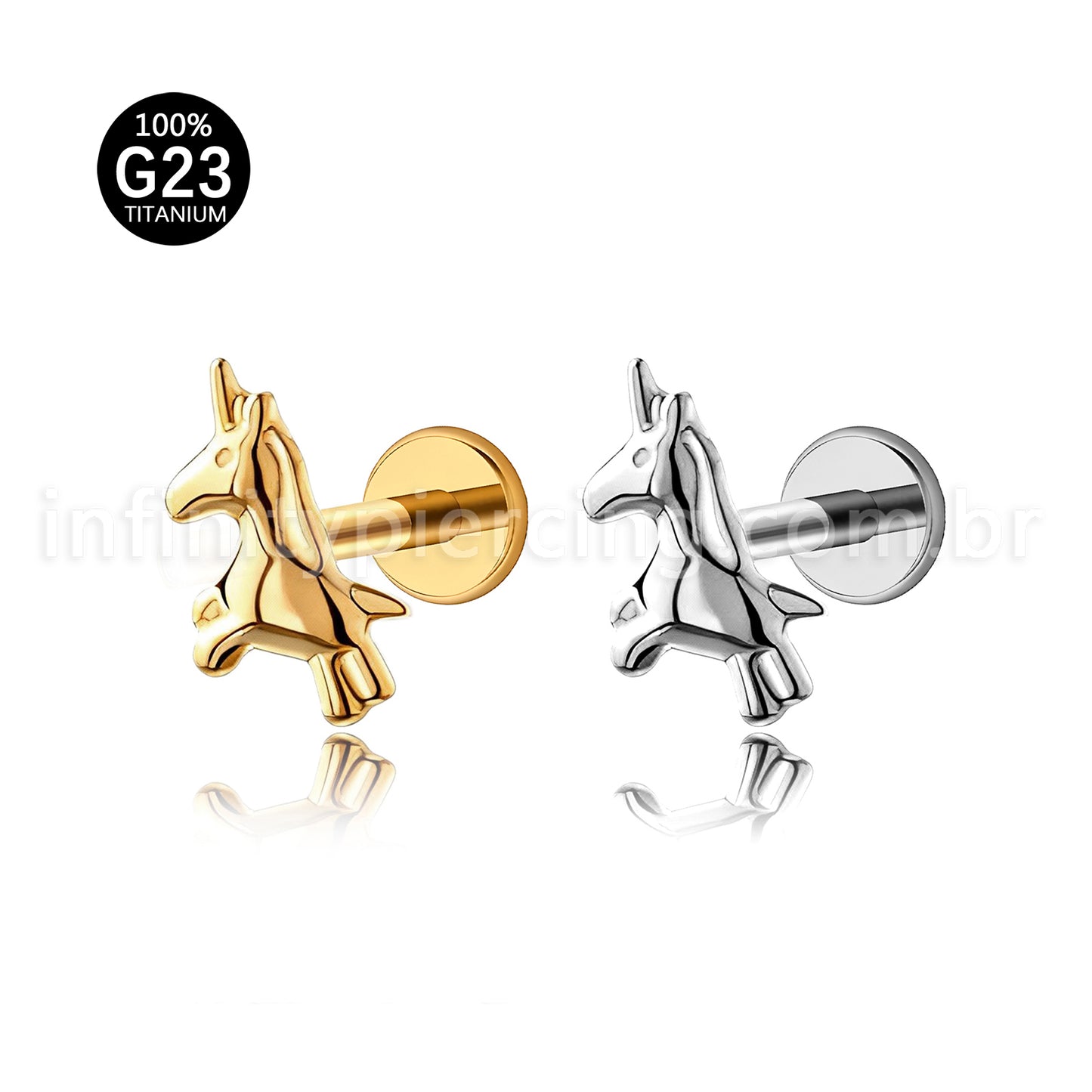 Piercing Labret Titânio Unicórnio