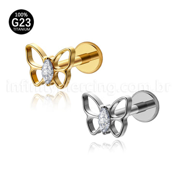 Piercing Labret Titânio Borboleta