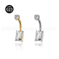 Piercing Banana Titânio Zircônia Quadrada