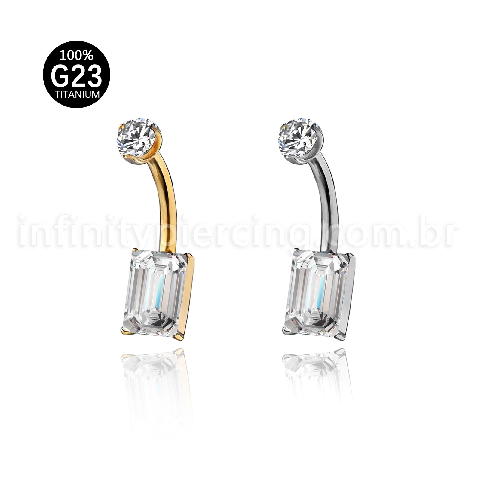Piercing Banana Titânio Zircônia Quadrada