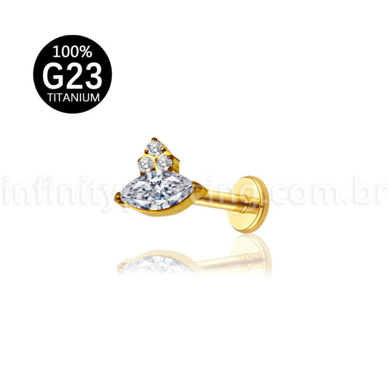 Piercing Labret Titânio Zircônia Cravejada