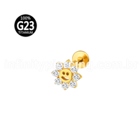 Piercing Labret Titânio Flor Smile Zircônia