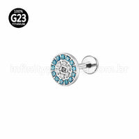 Piercing Labret Titânio Redondo Zircônia Colorida