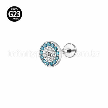 Piercing Labret Titânio Redondo Zircônia Colorida