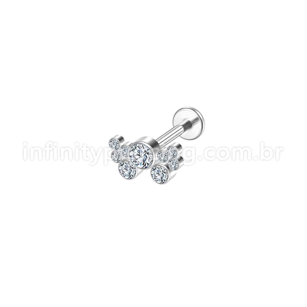 Piercing Labret Aço Cirúrgico Zircônias
