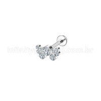 Piercing Labret Aço Cirúrgico Zircônias