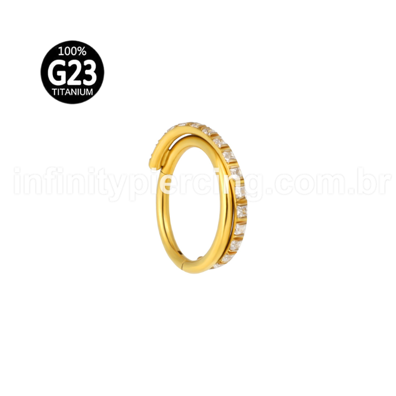 Piercing Argola Titânio Segmento Articulado Transpassada Zircônia