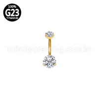 Piercing Banana Titânio 2 Pedras Zircônia