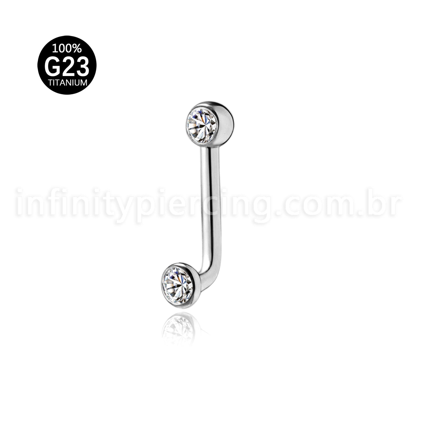 Piercing Lbar Titânio Zircônia Cravada