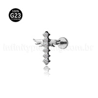 Piercing Labret Titânio Cruz Em Formato De Asas