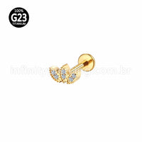 Piercing Labret Titânio Folhas Zircônia