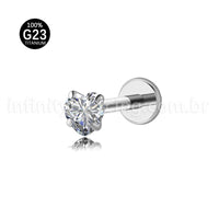 Piercing Labret Titânio Zircônia Cravejada Coração