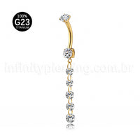 Piercing Banana Titânio Pingente Zircônia Cravejada