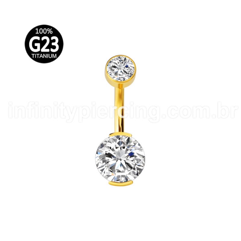 Piercing Banana Titânio 2 Zircônia Redonda