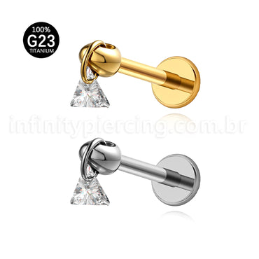 Piercing Labret Titânio Com Pingente Triângulo