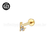 Piercing Labret Titânio 2 Zircônias
