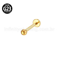 Piercing Labret Titânio Bolinha Lapidada Rosca Interna