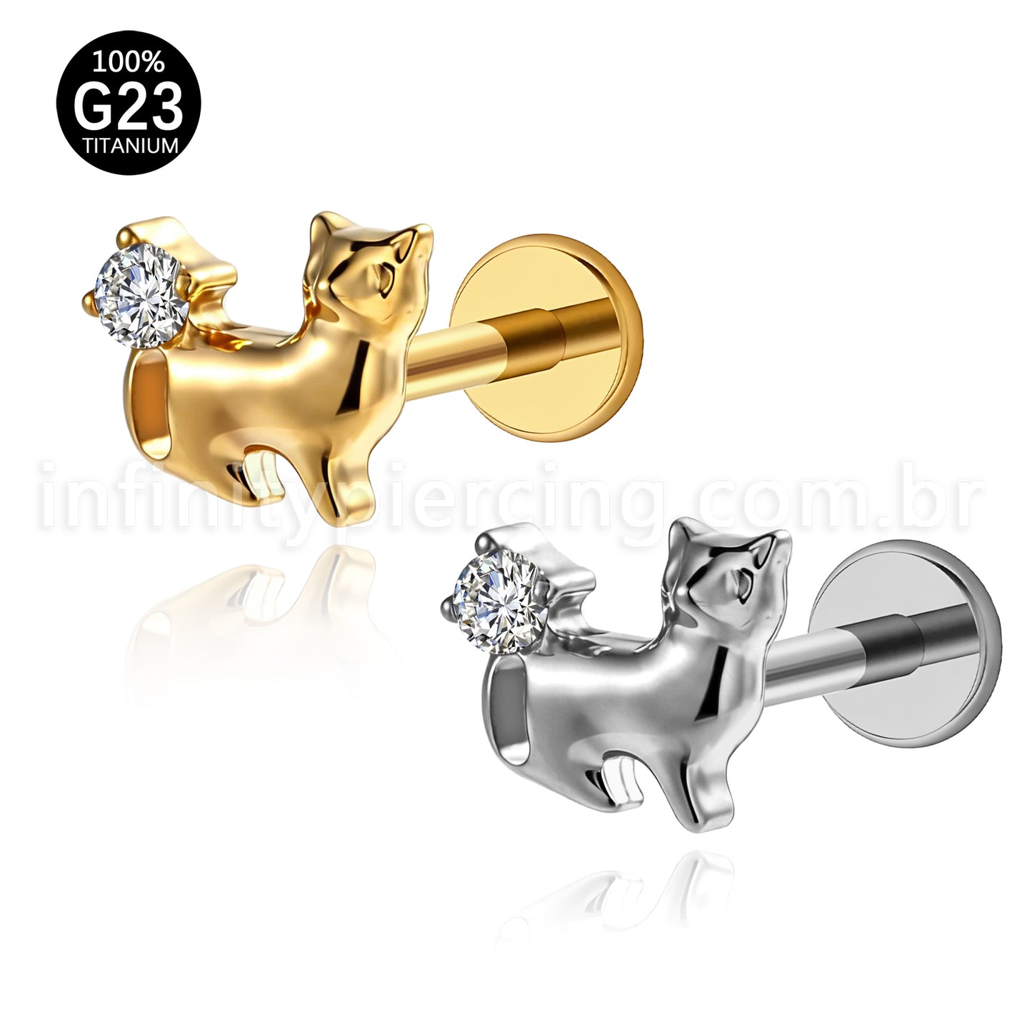 Piercing Labret Titânio Gato