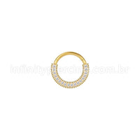 Piercing Argola Aço Cirúrgico Detalhada/Zircônia Cravejada
