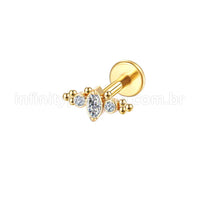 Piercing Labret Aço Cirúrgico Indiano Zircônia Cravada