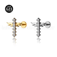 Piercing Labret Titânio Cruz Em Formato De Asas