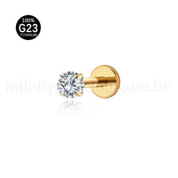 Piercing Labret Titânio Zircônia Cravejada Com Ponta