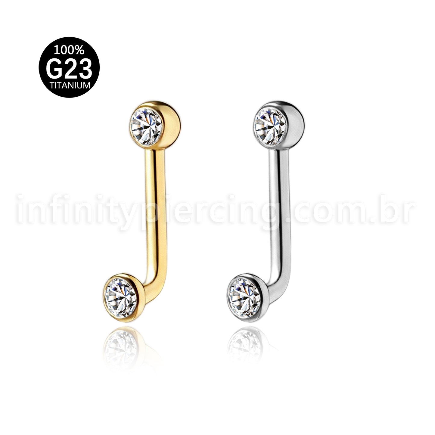 Piercing Lbar Titânio Zircônia Cravada