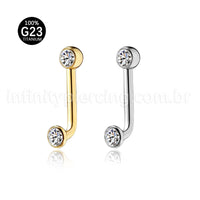 Piercing Lbar Titânio Zircônia Cravada