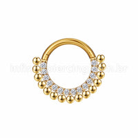 Piercing Argola Aço Cirúrgico Segmento Articulado Indiano Zircônia Cravejada