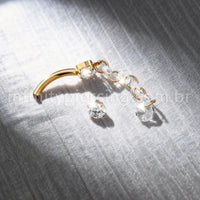 Piercing Banana Titânio Pingente Zircônia Cravejada